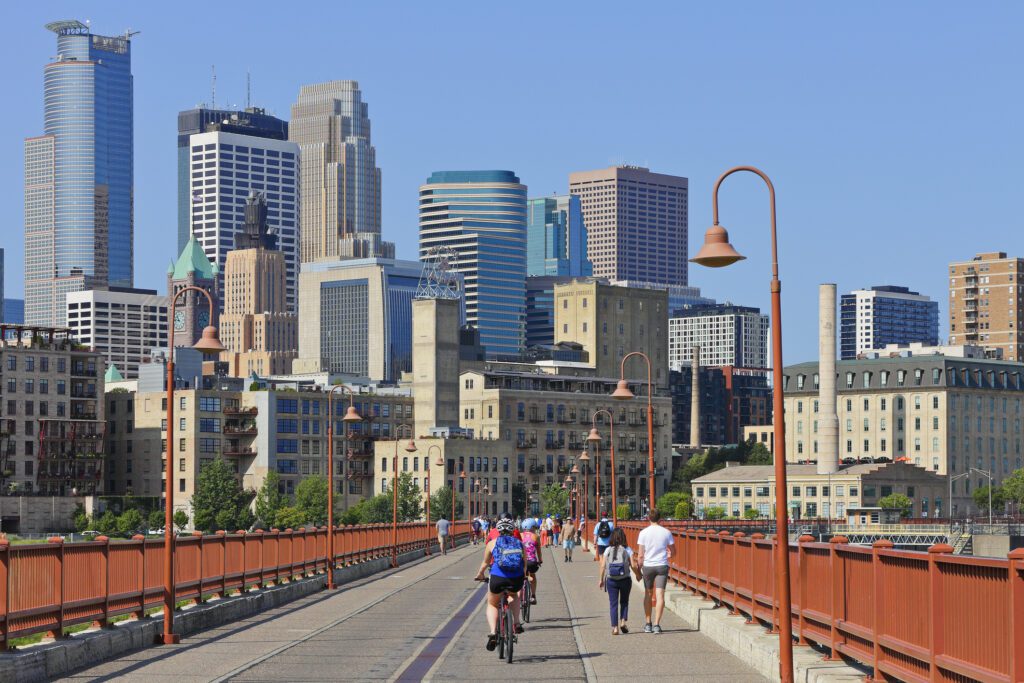 Minneapolis Skyline and Stone Arch Bridge